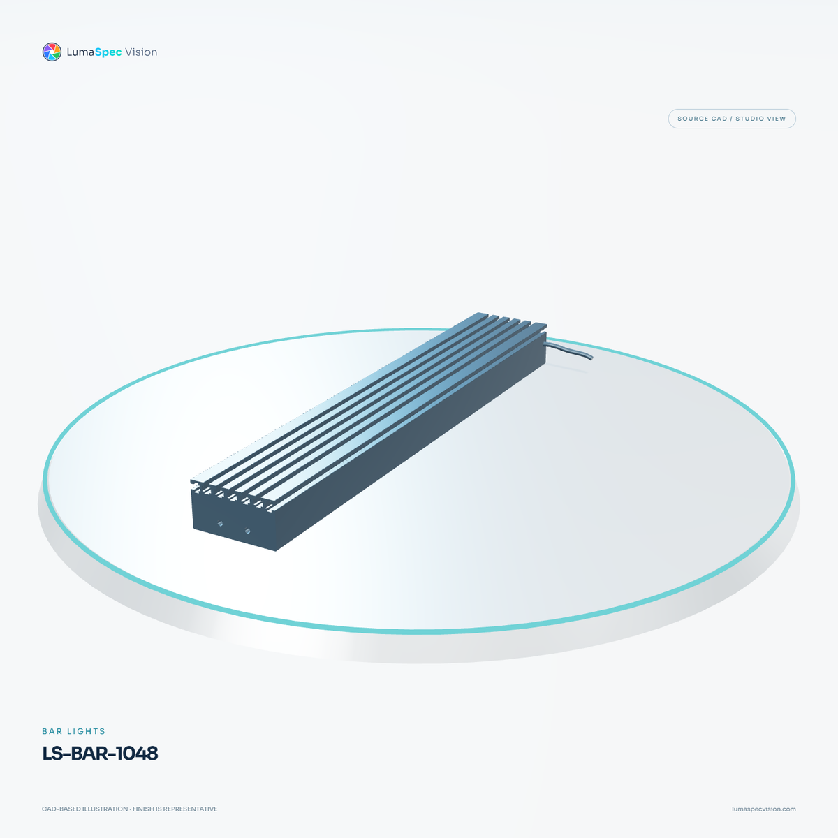 LS-BAR-1048 — Bar lights, 3D view 2. CAD-based illustration; finish is representative.