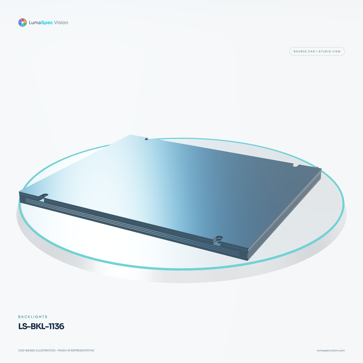 LS-BKL-1136 — Backlights, 3D view 1. CAD-based illustration; finish is representative.