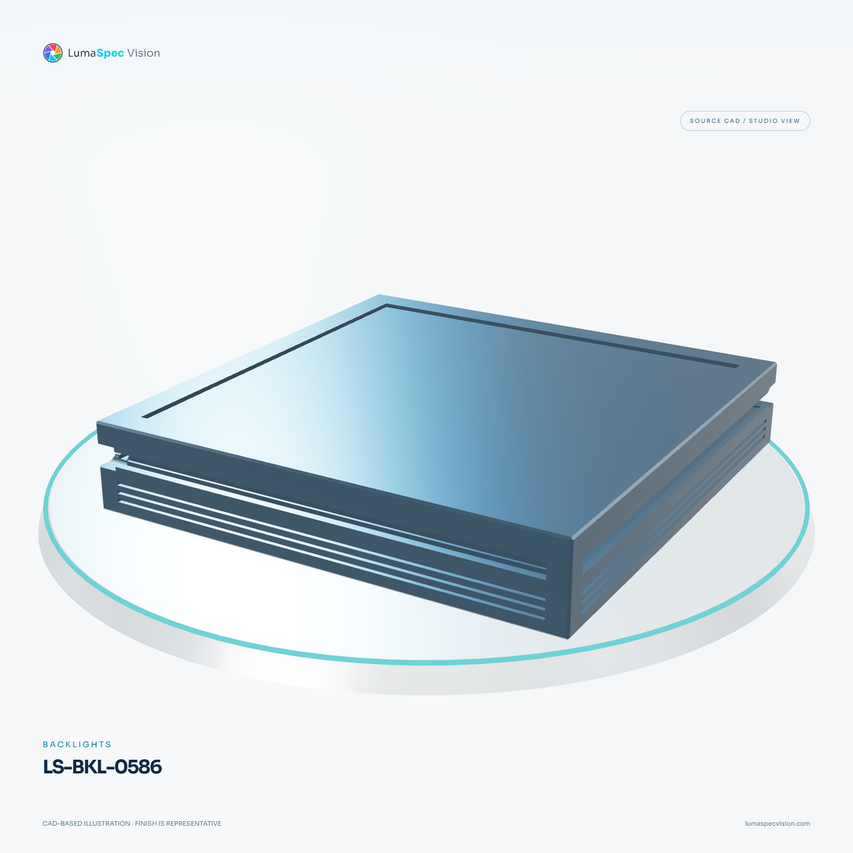LS-BKL-0586 — Backlights, 3D view 3. CAD-based illustration; finish is representative.