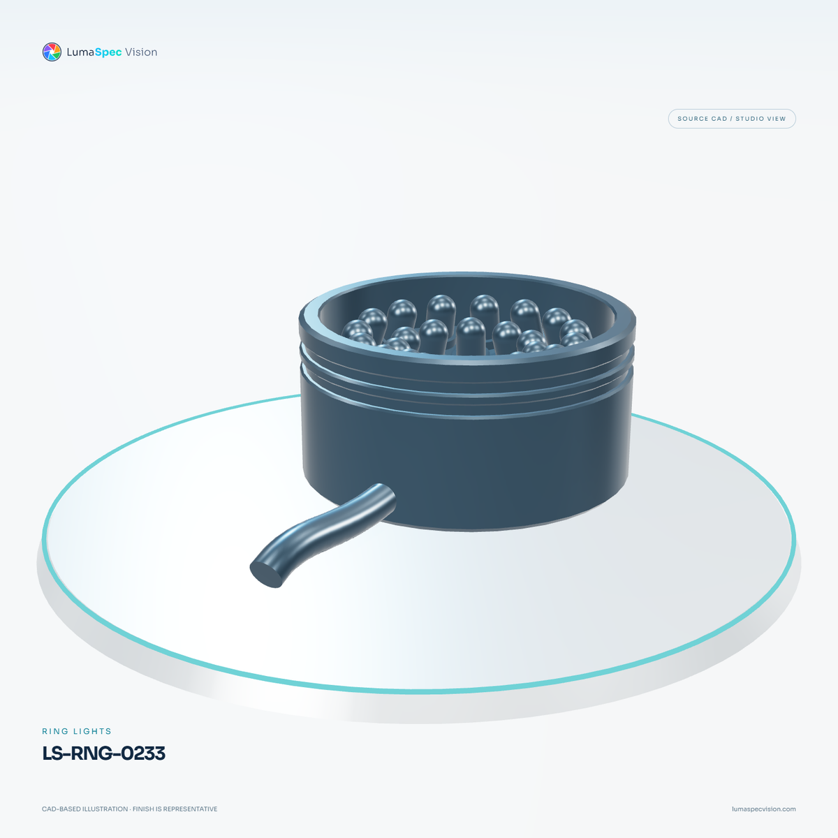 LS-RNG-0233 — Ring lights, 3D view 2. CAD-based illustration; finish is representative.