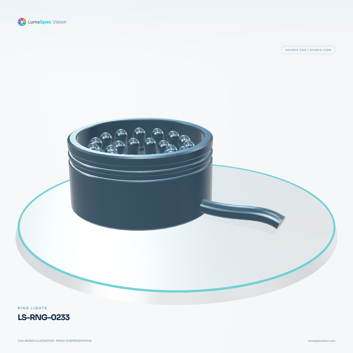 LS-RNG-0233 — Ring lights, 3D view 3. CAD-based illustration; finish is representative.