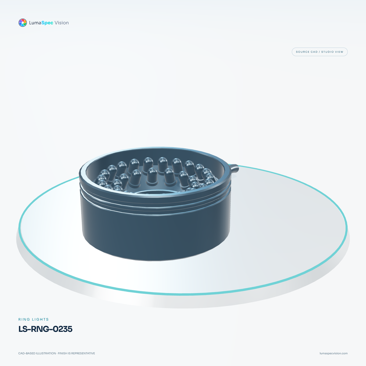 LS-RNG-0235 — Ring lights, 3D view 3. CAD-based illustration; finish is representative.