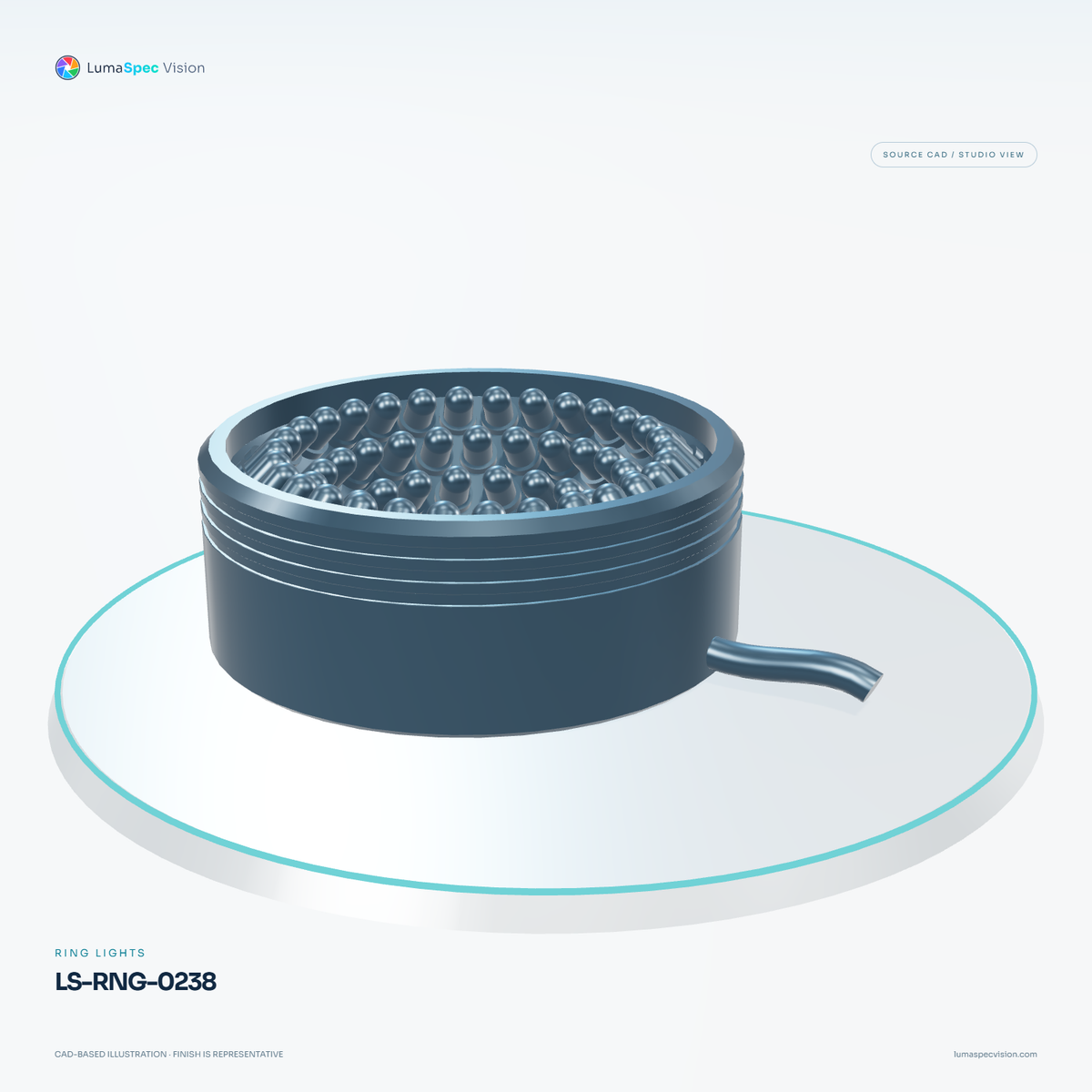 LS-RNG-0238 — Ring lights, 3D view 2. CAD-based illustration; finish is representative.