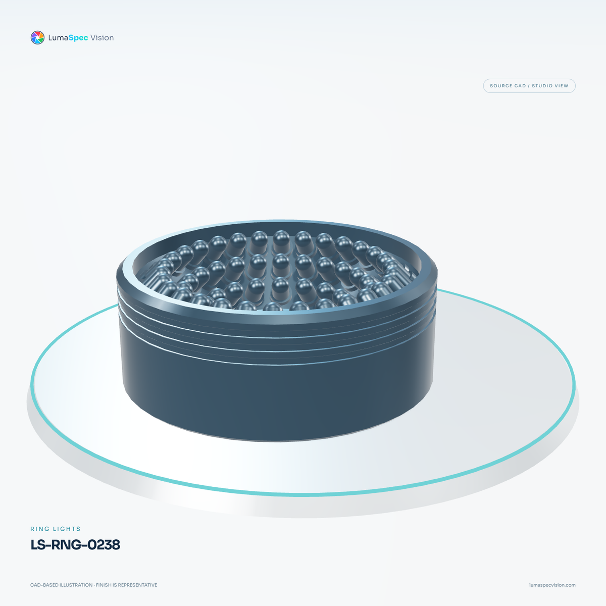LS-RNG-0238 — Ring lights, 3D view 3. CAD-based illustration; finish is representative.