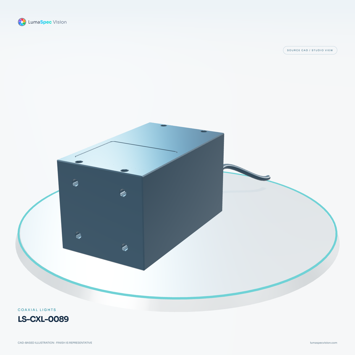 LS-CXL-0089 — Coaxial lights, 3D view 2. CAD-based illustration; finish is representative.