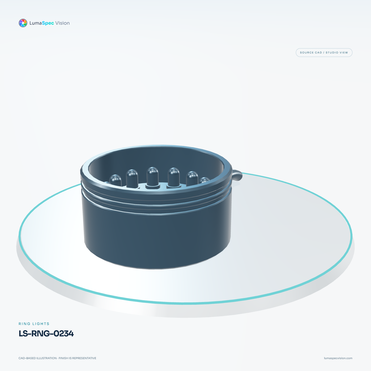 LS-RNG-0234 — Ring lights, 3D view 3. CAD-based illustration; finish is representative.
