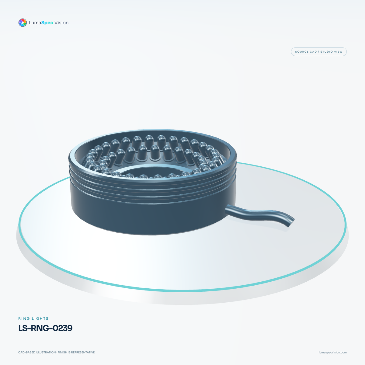 LS-RNG-0239 — Ring lights, 3D view 2. CAD-based illustration; finish is representative.