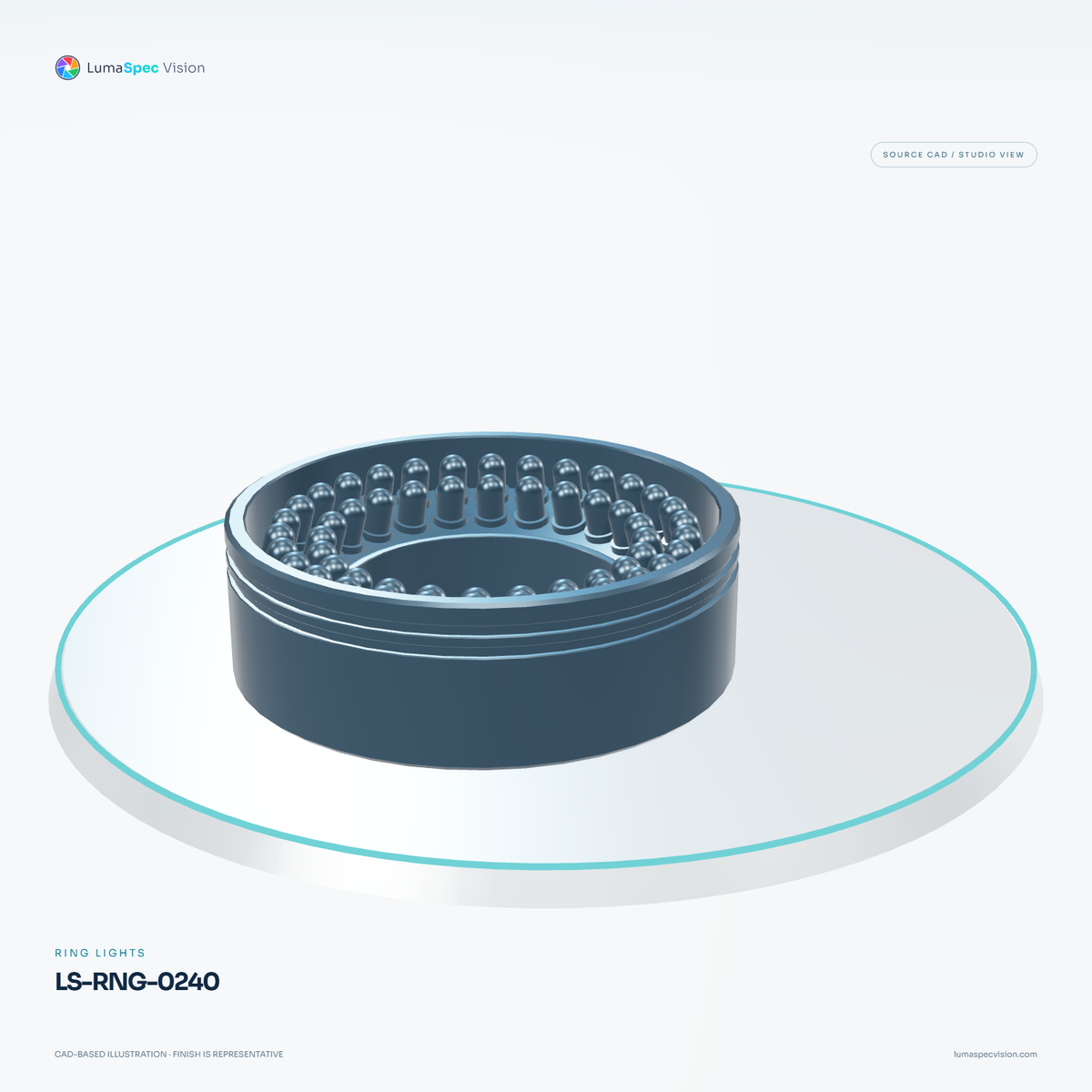 LS-RNG-0240 — Ring lights, 3D view 3. CAD-based illustration; finish is representative.