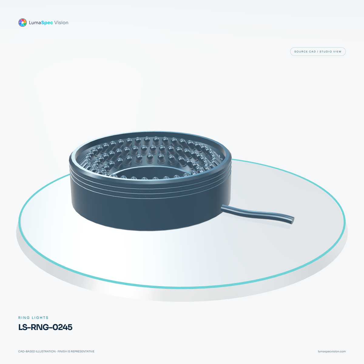 LS-RNG-0245 — Ring lights, 3D view 2. CAD-based illustration; finish is representative.