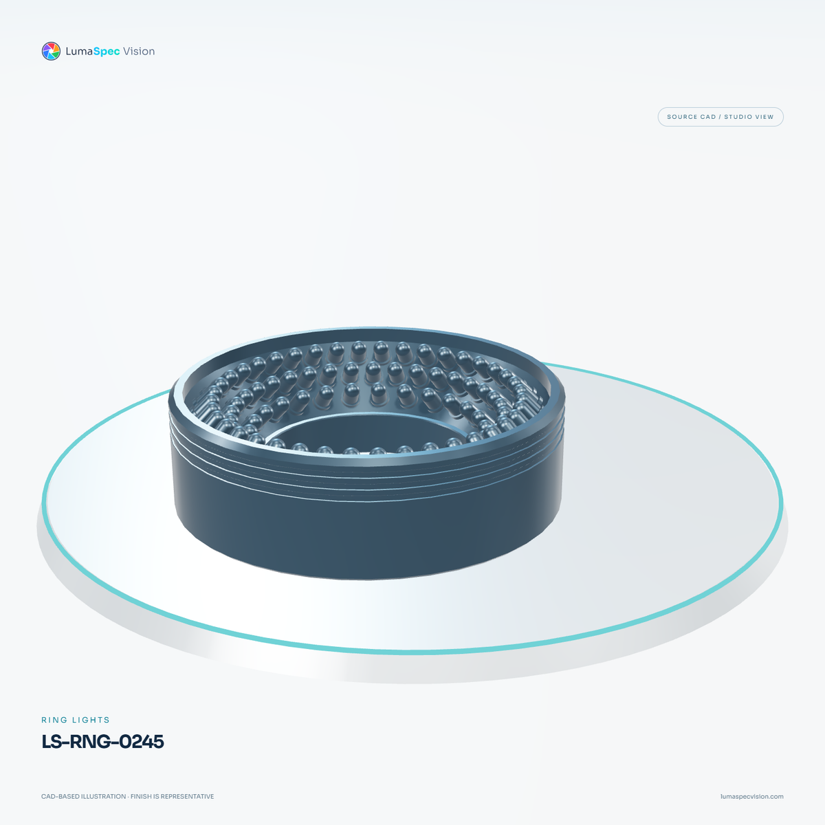 LS-RNG-0245 — Ring lights, 3D view 3. CAD-based illustration; finish is representative.
