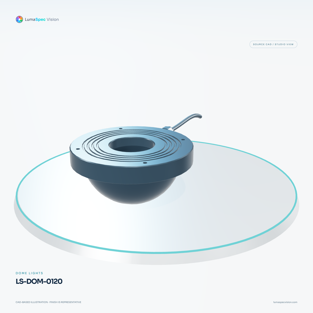 LS-DOM-0120 — Dome lights, 3D view 2. CAD-based illustration; finish is representative.
