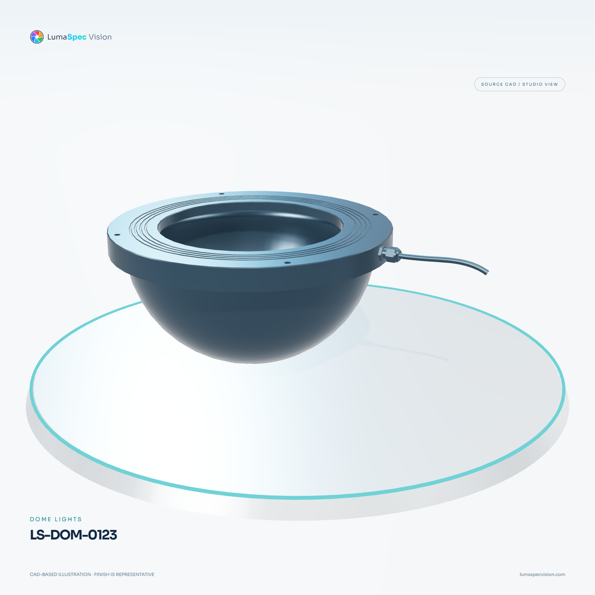 LS-DOM-0123 — Dome lights, 3D view 1. CAD-based illustration; finish is representative.
