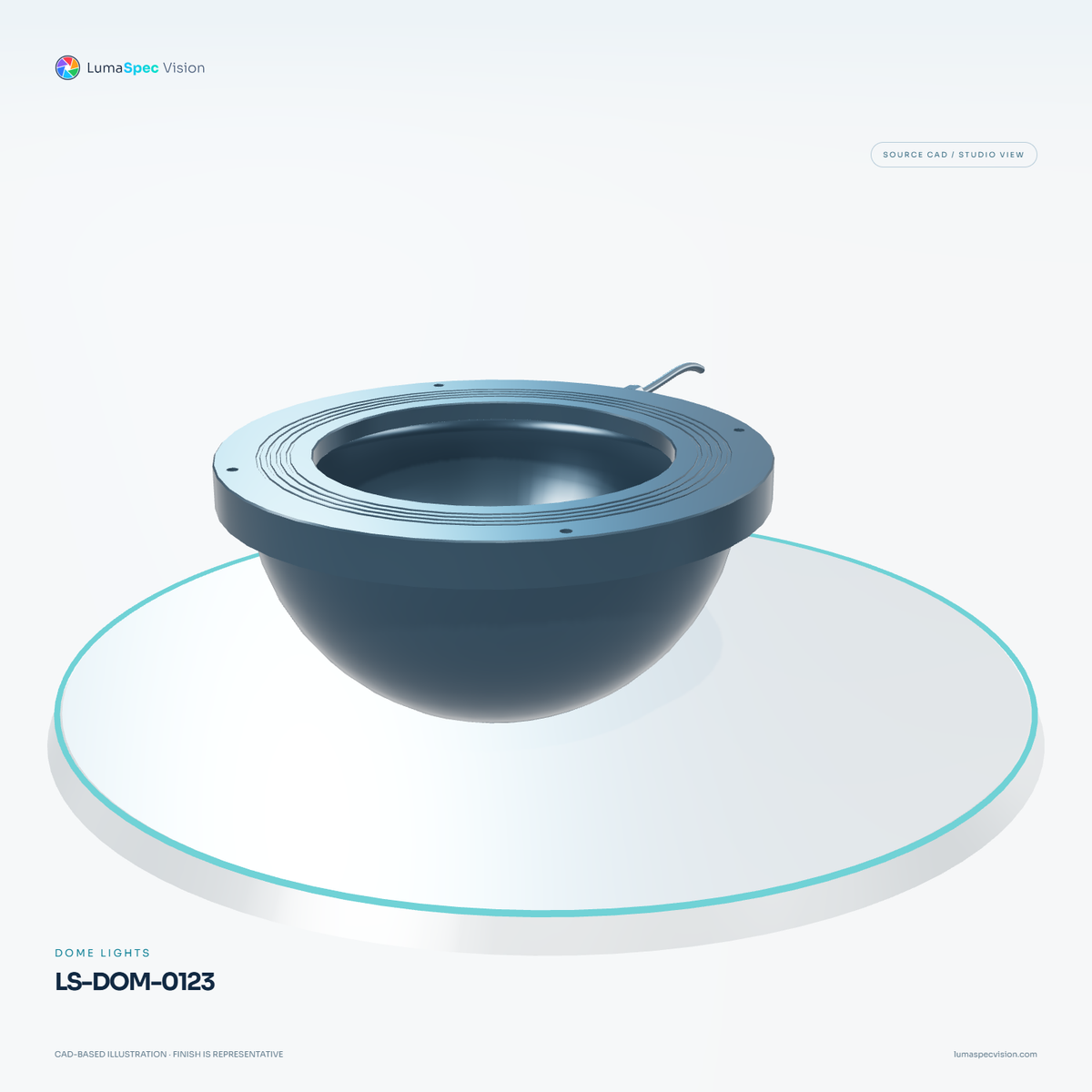 LS-DOM-0123 — Dome lights, 3D view 2. CAD-based illustration; finish is representative.