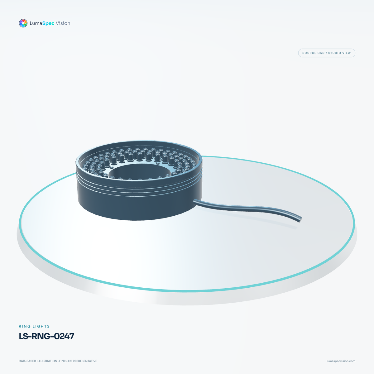 LS-RNG-0247 — Ring lights, 3D view 2. CAD-based illustration; finish is representative.