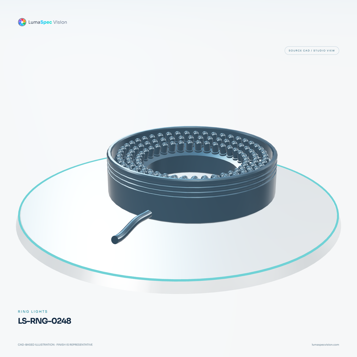 LS-RNG-0248 — Ring lights, 3D view 1. CAD-based illustration; finish is representative.