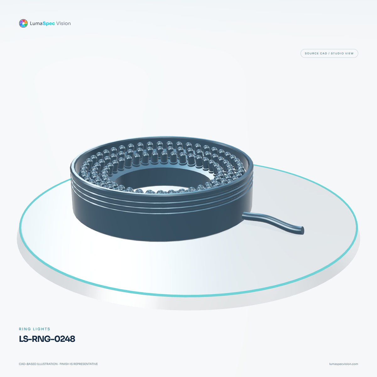 LS-RNG-0248 — Ring lights, 3D view 2. CAD-based illustration; finish is representative.