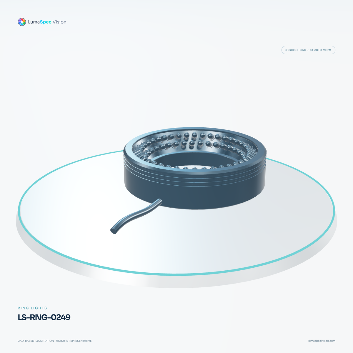 LS-RNG-0249 — Ring lights, 3D view 1. CAD-based illustration; finish is representative.