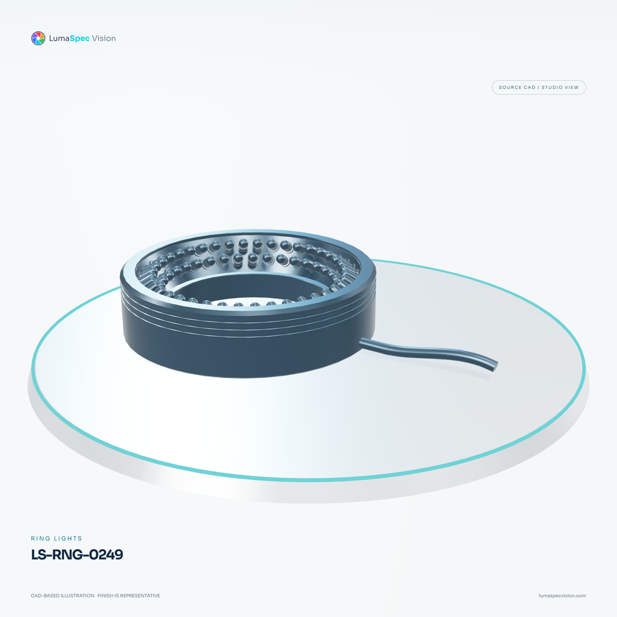 LS-RNG-0249 — Ring lights, 3D view 2. CAD-based illustration; finish is representative.