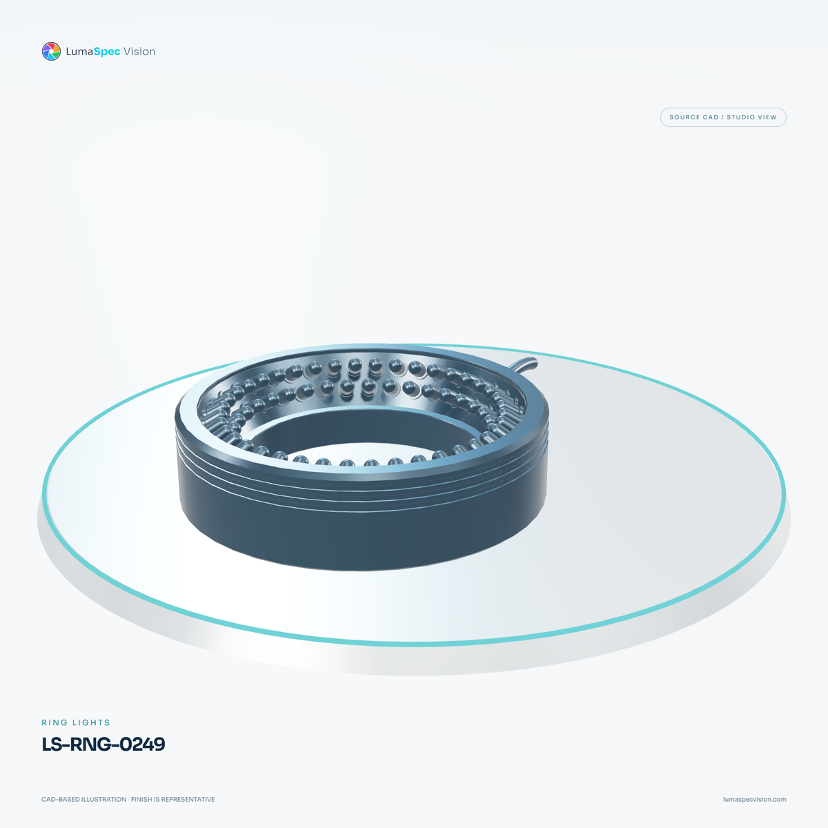 LS-RNG-0249 — Ring lights, 3D view 3. CAD-based illustration; finish is representative.
