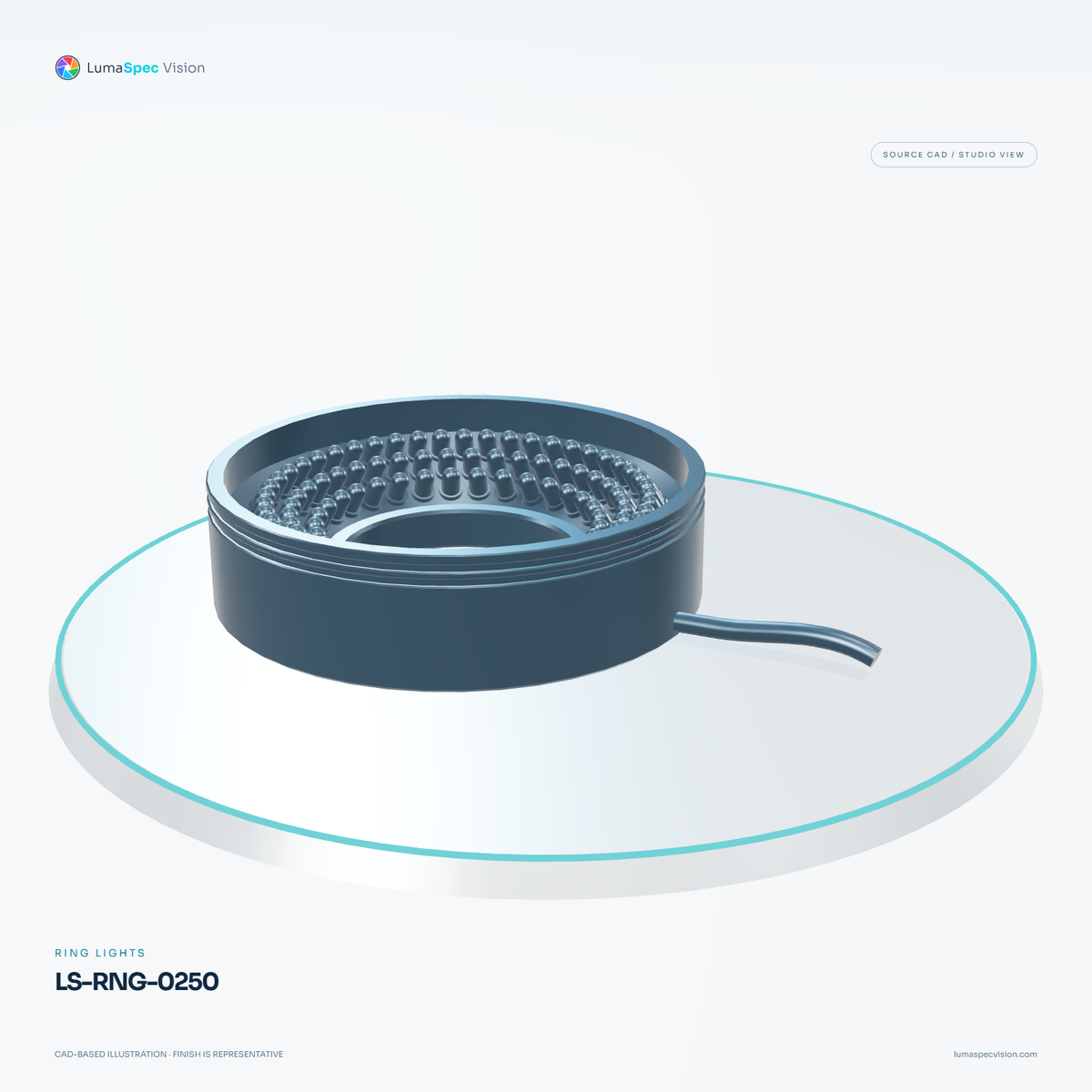 LS-RNG-0250 — Ring lights, 3D view 2. CAD-based illustration; finish is representative.