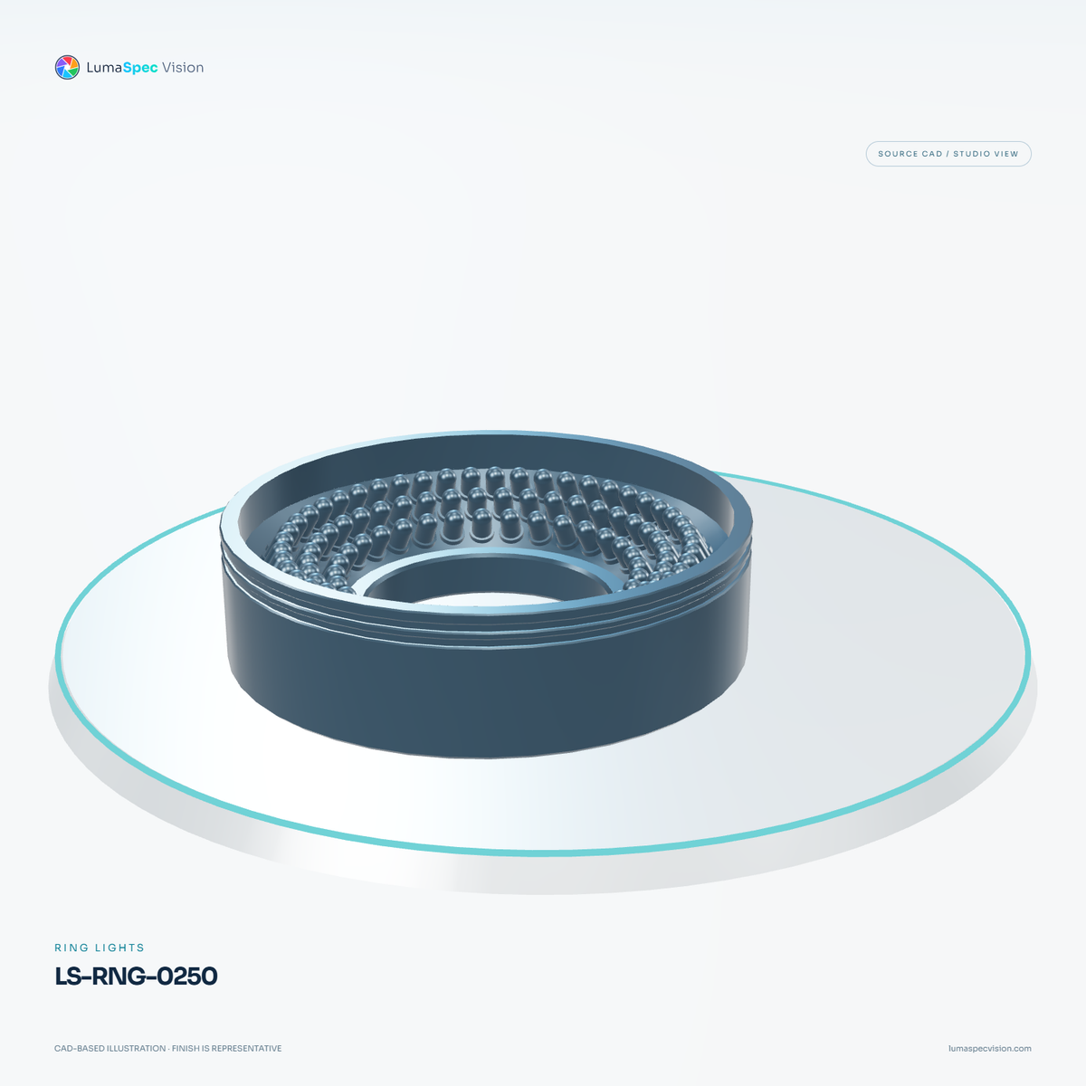 LS-RNG-0250 — Ring lights, 3D view 3. CAD-based illustration; finish is representative.