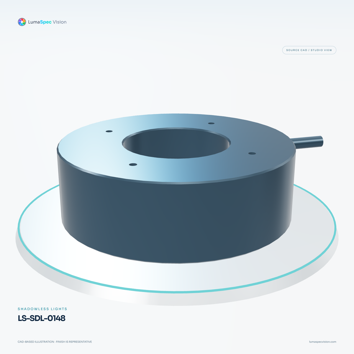 LS-SDL-0148 — Shadowless lights, 3D view 1. CAD-based illustration; finish is representative.