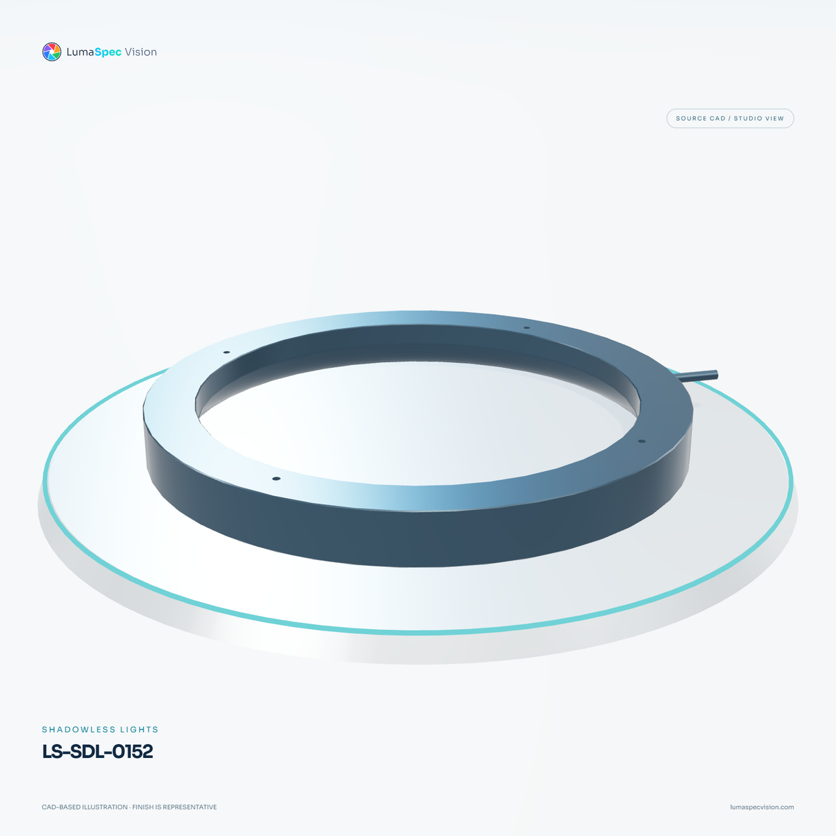 LS-SDL-0152 — Shadowless lights, 3D view 3. CAD-based illustration; finish is representative.