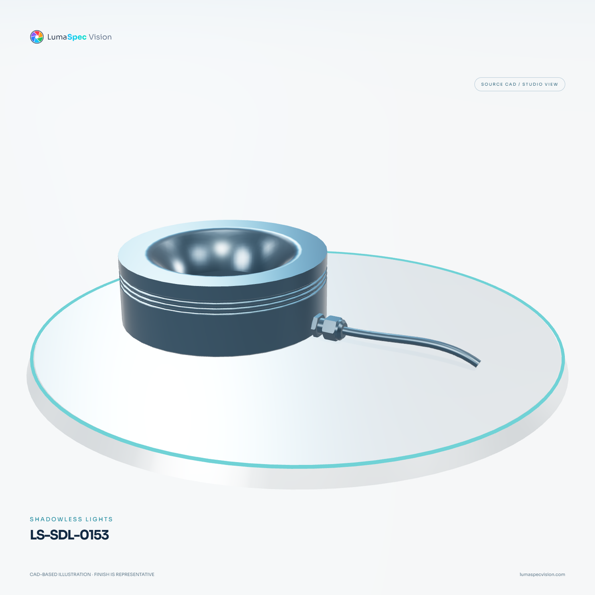 LS-SDL-0153 — Shadowless lights, 3D view 1. CAD-based illustration; finish is representative.