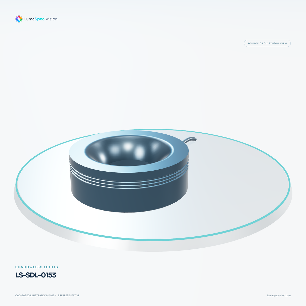 LS-SDL-0153 — Shadowless lights, 3D view 2. CAD-based illustration; finish is representative.