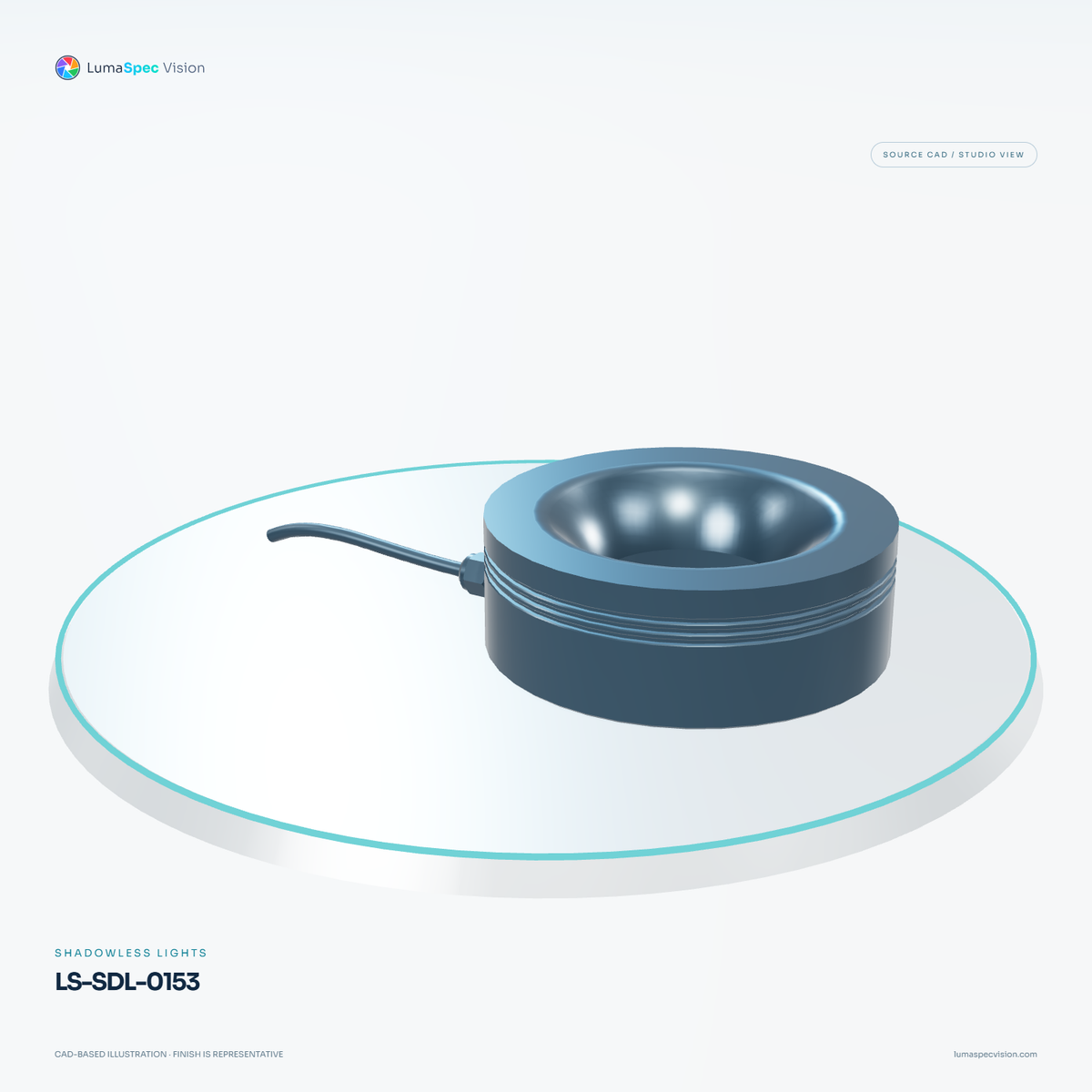 LS-SDL-0153 — Shadowless lights, 3D view 3. CAD-based illustration; finish is representative.
