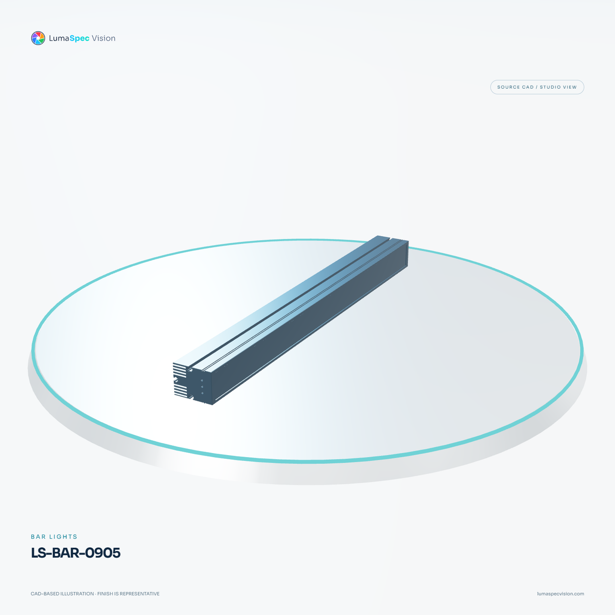 LS-BAR-0905 — Bar lights, 3D view 2. CAD-based illustration; finish is representative.