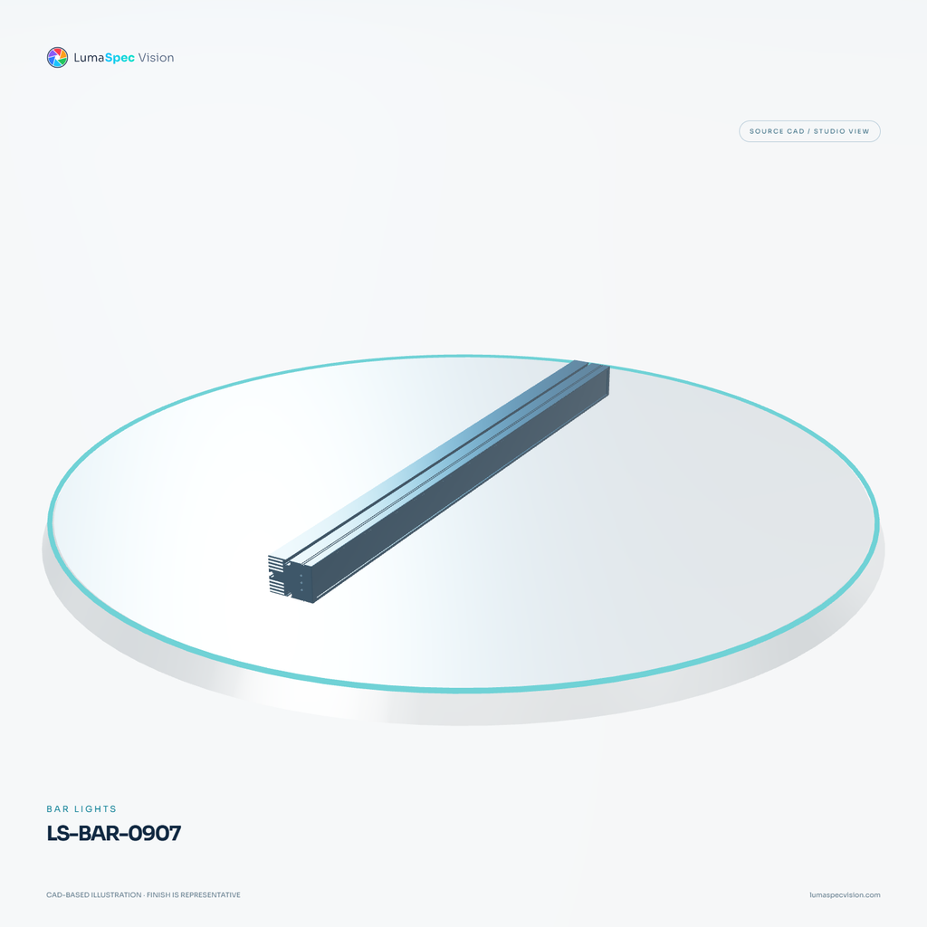 LS-BAR-0907 — Bar lights, 3D view 2. CAD-based illustration; finish is representative.