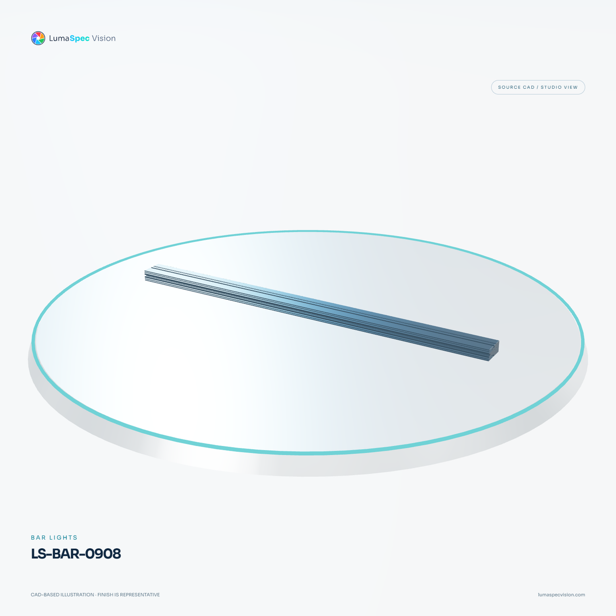 LS-BAR-0908 — Bar lights, 3D view 3. CAD-based illustration; finish is representative.