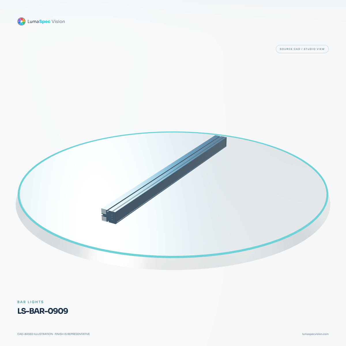 LS-BAR-0909 — Bar lights, 3D view 2. CAD-based illustration; finish is representative.