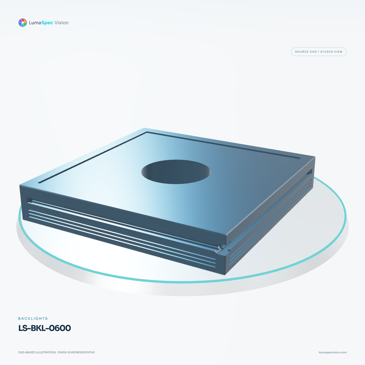 LS-BKL-0600 — Backlights, 3D view 2. CAD-based illustration; finish is representative.