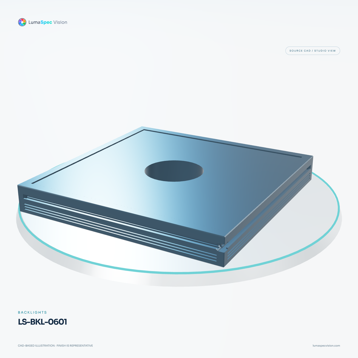 LS-BKL-0601 — Backlights, 3D view 2. CAD-based illustration; finish is representative.