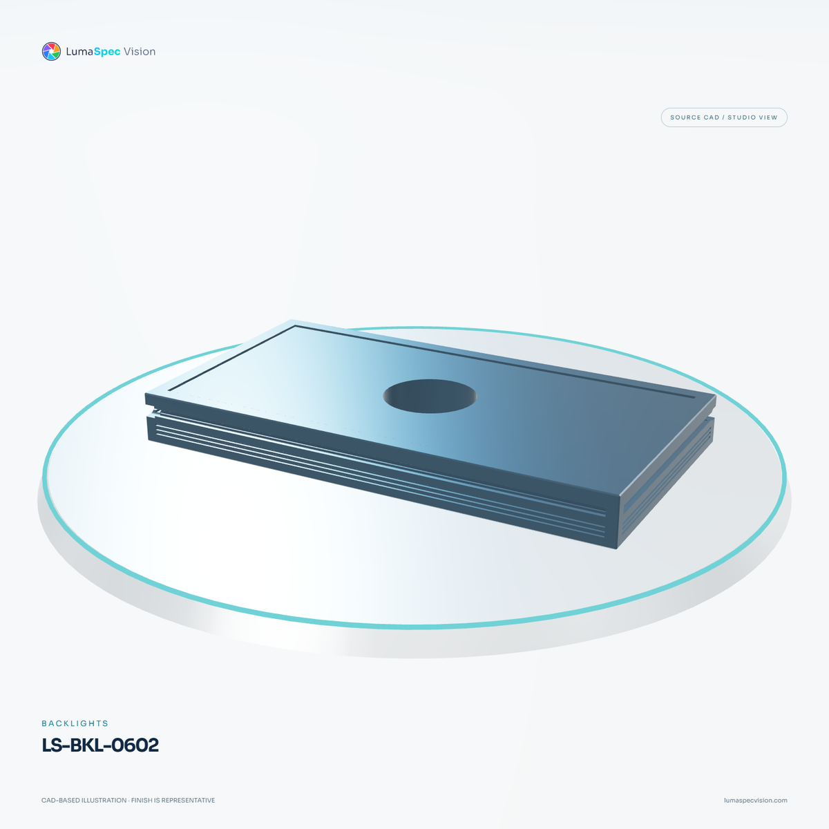 LS-BKL-0602 — Backlights, 3D view 1. CAD-based illustration; finish is representative.