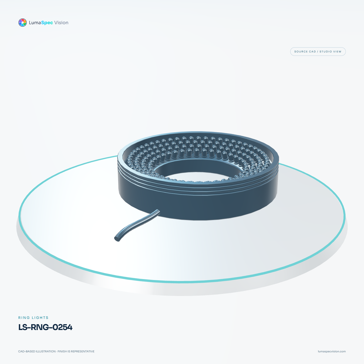 LS-RNG-0254 — Ring lights, 3D view 1. CAD-based illustration; finish is representative.