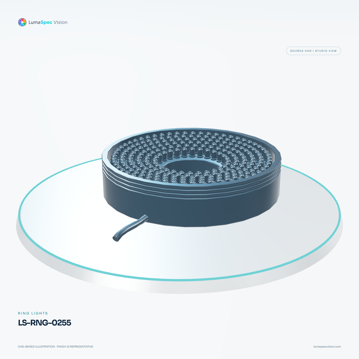 LS-RNG-0255 — Ring lights, 3D view 1. CAD-based illustration; finish is representative.