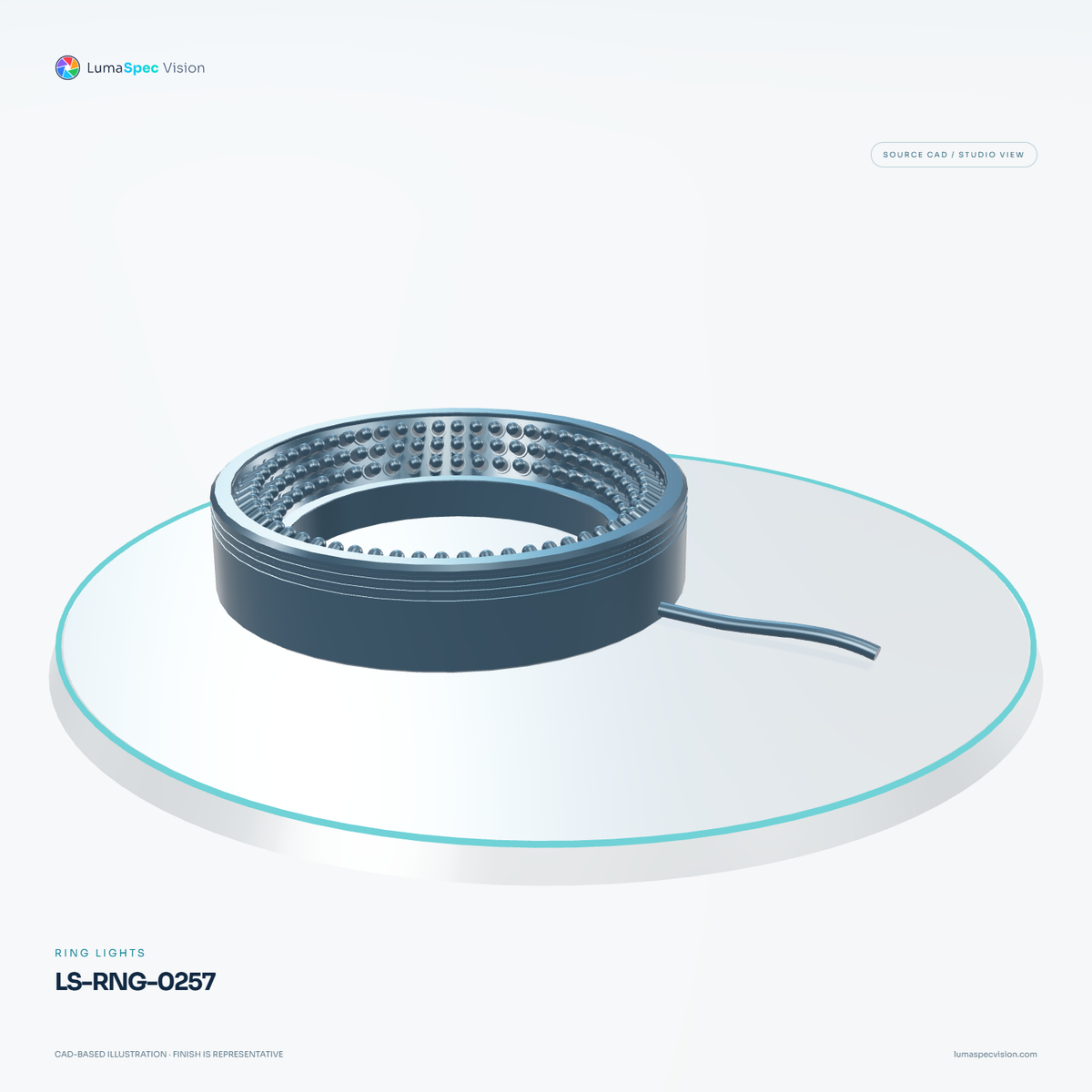 LS-RNG-0257 — Ring lights, 3D view 2. CAD-based illustration; finish is representative.