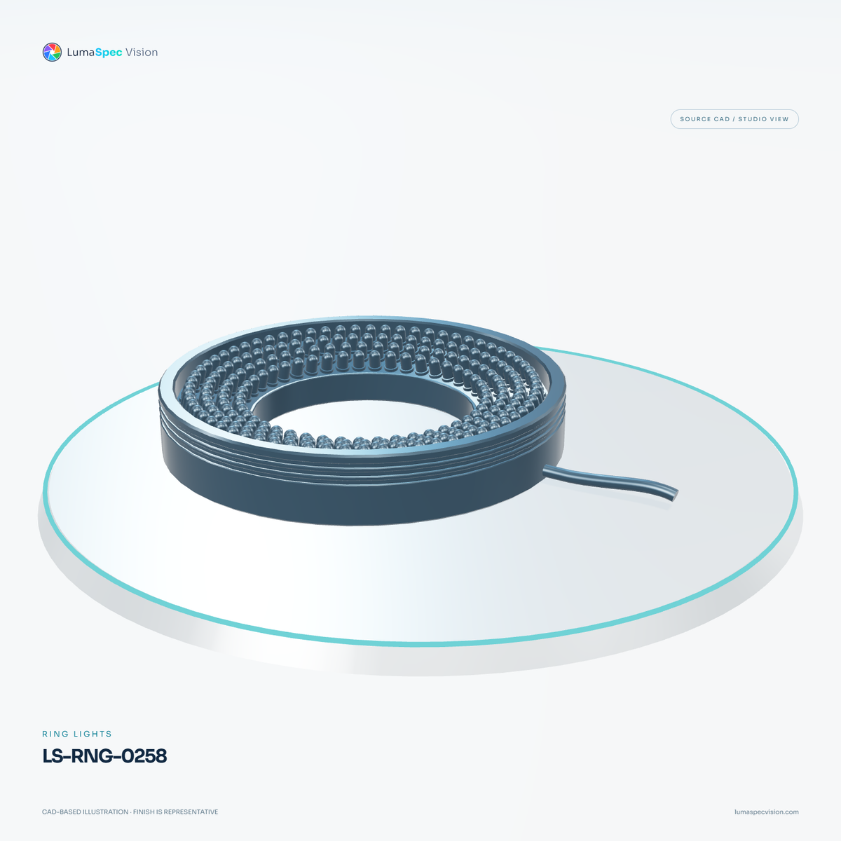 LS-RNG-0258 — Ring lights, 3D view 2. CAD-based illustration; finish is representative.