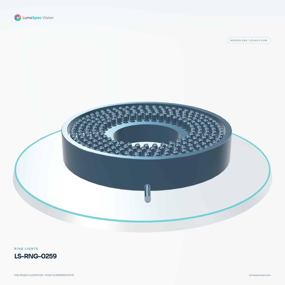 LS-RNG-0259 — Ring lights, 3D view 3. CAD-based illustration; finish is representative.
