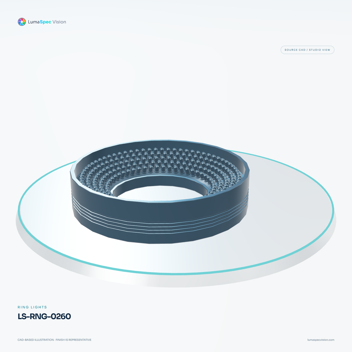 LS-RNG-0260 — Ring lights, 3D view 3. CAD-based illustration; finish is representative.