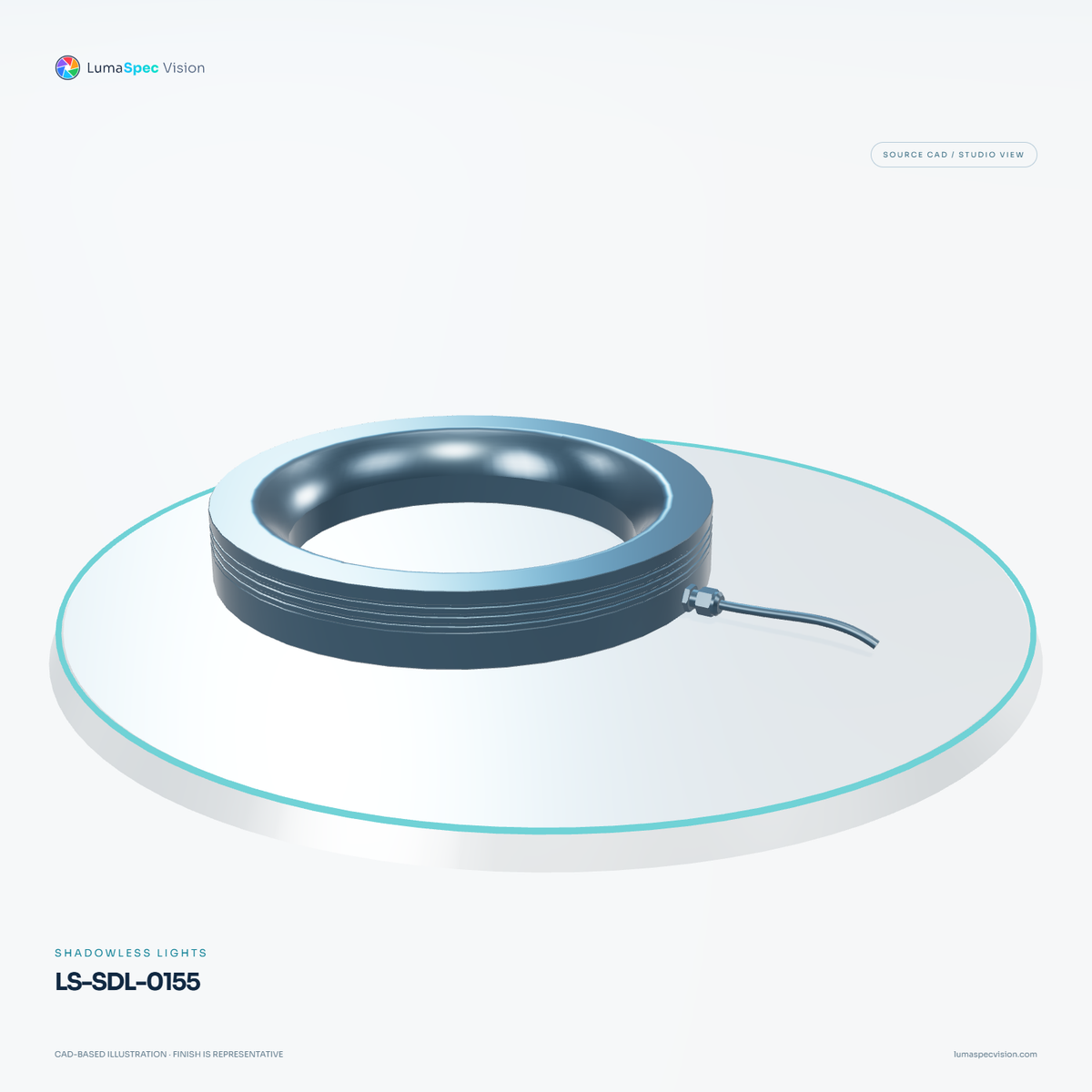 LS-SDL-0155 — Shadowless lights, 3D view 2. CAD-based illustration; finish is representative.