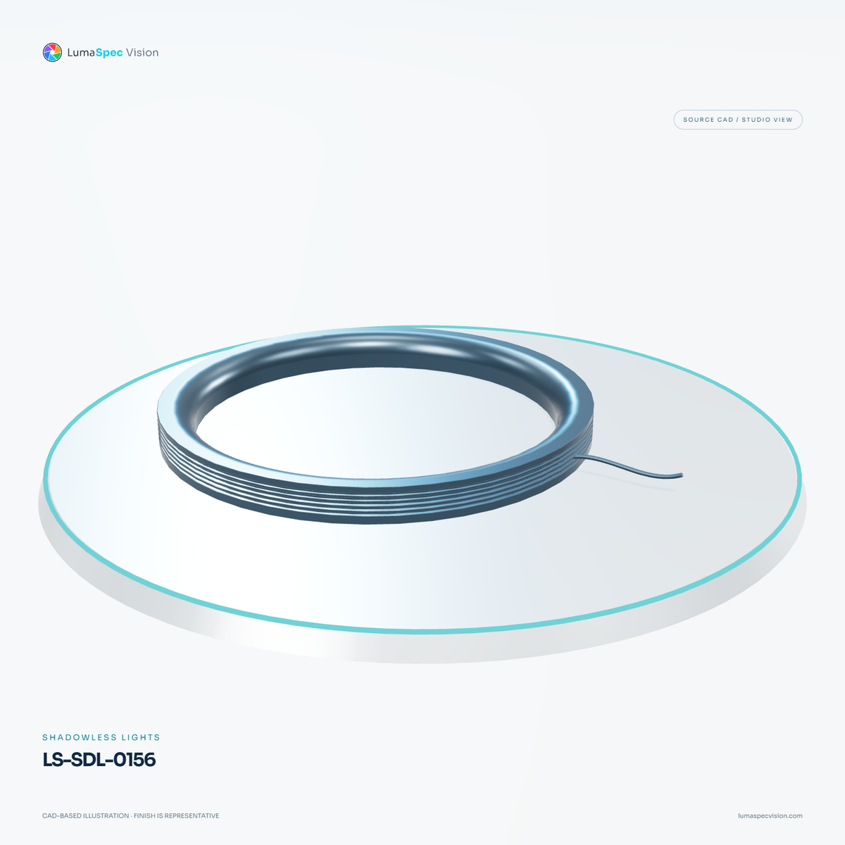 LS-SDL-0156 — Shadowless lights, 3D view 1. CAD-based illustration; finish is representative.