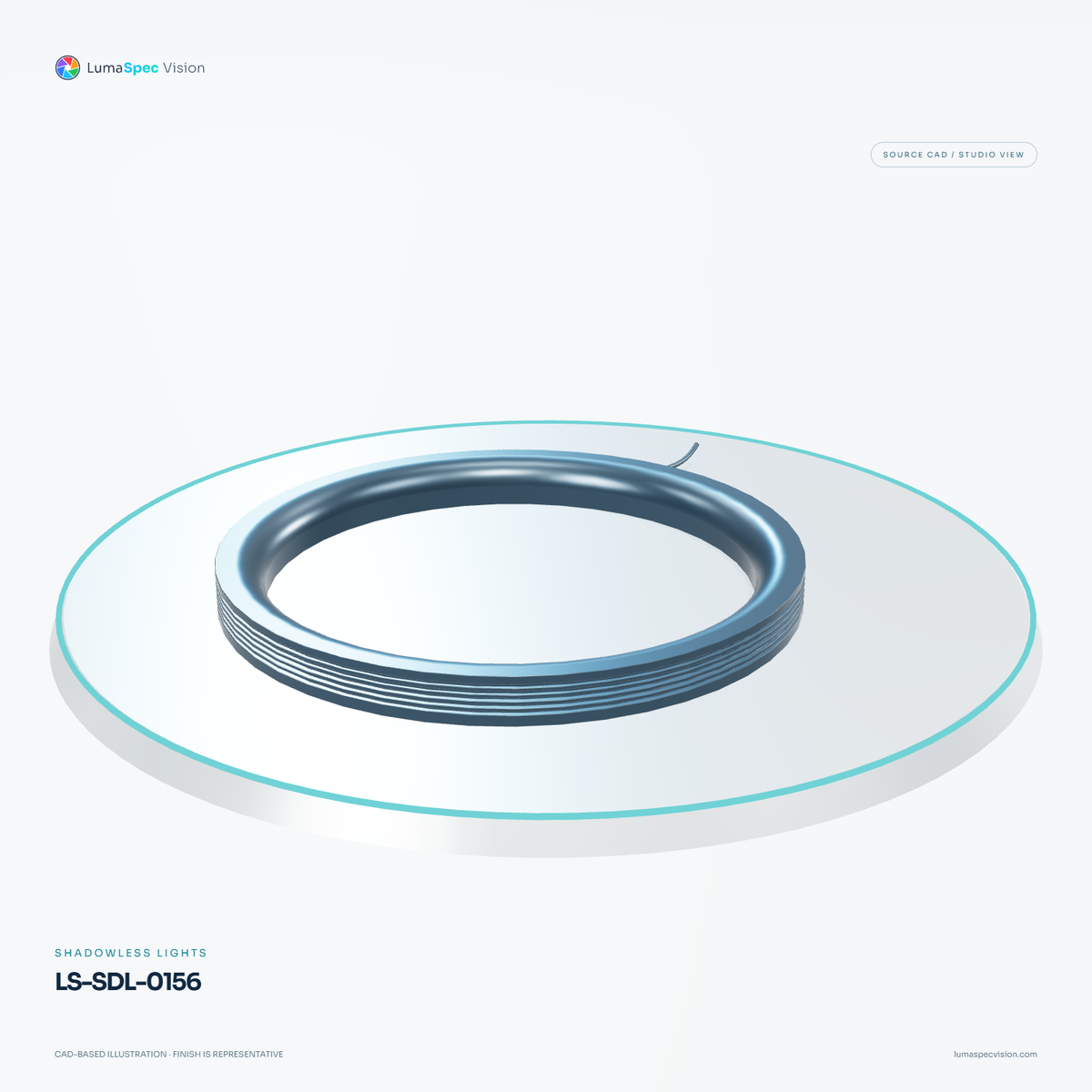 LS-SDL-0156 — Shadowless lights, 3D view 2. CAD-based illustration; finish is representative.