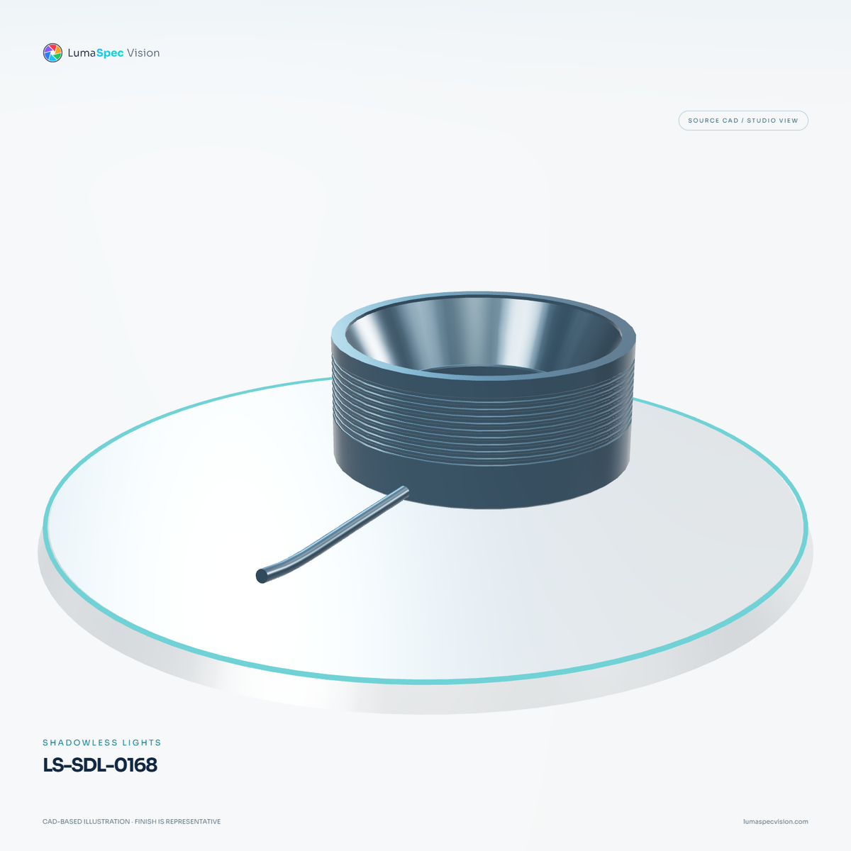LS-SDL-0168 — Shadowless lights, 3D view 3. CAD-based illustration; finish is representative.