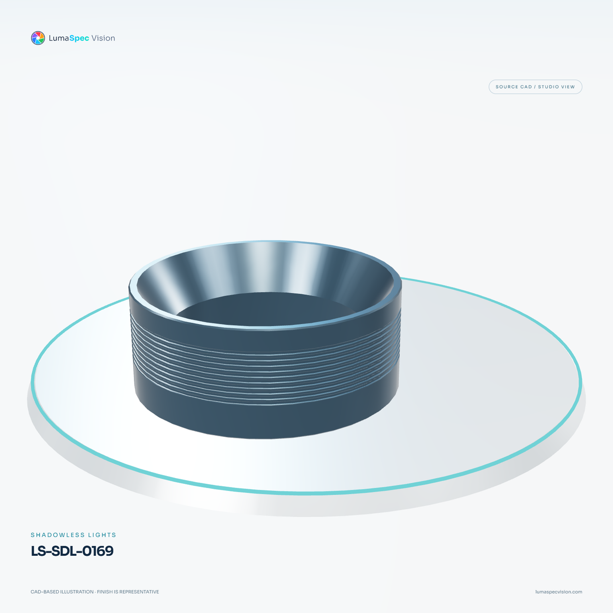 LS-SDL-0169 — Shadowless lights, 3D view 3. CAD-based illustration; finish is representative.