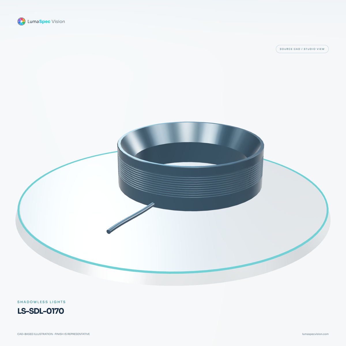 LS-SDL-0170 — Shadowless lights, 3D view 2. CAD-based illustration; finish is representative.