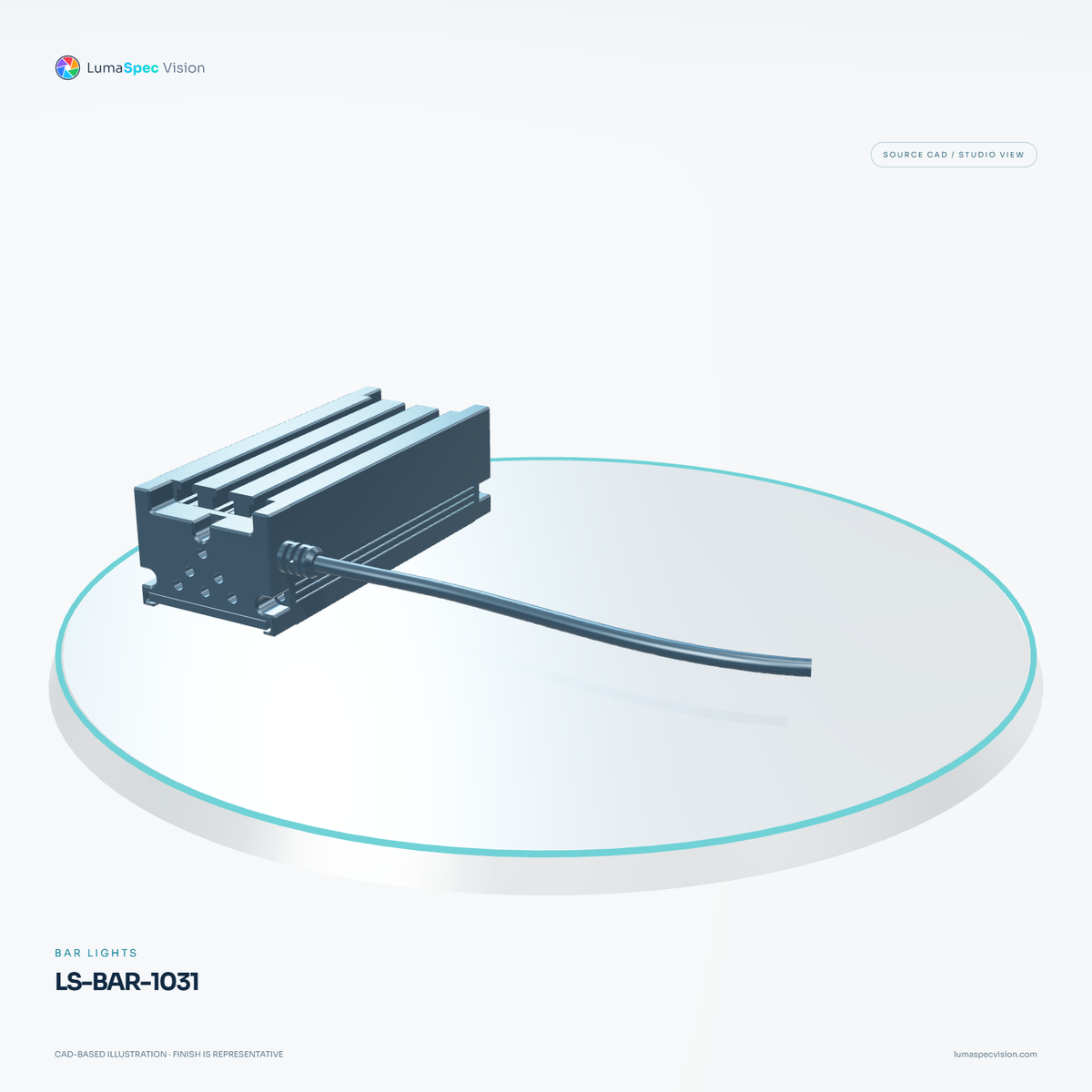 LS-BAR-1031 — Bar lights, 3D view 2. CAD-based illustration; finish is representative.